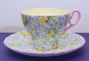 Taza y platillo Shelley England "Primrose" rosa 252 - Imagen 1 de 6