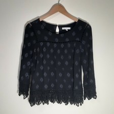 pale sky levana crochet detail top