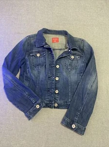 ELLE Women's Medium Denim Jacket Medium Wash  Button Down Crop Stretch 0482 - Picture 1 of 10