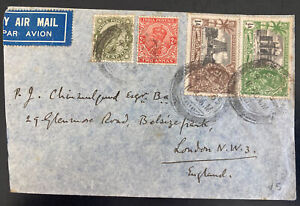 1935 india Early airmail Cover to London England silver Jubilee stamp