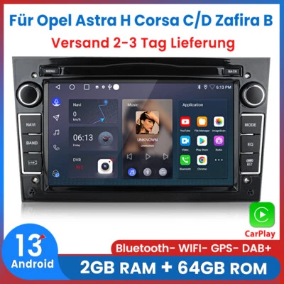 Radio de coche 7” para Opel Corsa C D Astra H Zafira B Carplay Android13 GPS NAVI 64 GB