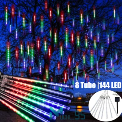 Luces solares de lluvia de meteoritos para exteriores Cadena de luces de 8 tubos