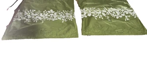 KAS  AUSTRALIA EURO PILLOW SHAM GREEN WITH FLORAL WHITE EMBROIDERY (Pair) - Picture 1 of 10