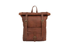 Leather Backpack Shoulder Bag 17 in Laptop Handbag Rucksack Daypack Rolling Top