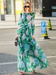 French Style Womens Beach Holiday Long Sleeve Floral Print Maxi Dress Party Size - Picture 1 of 23