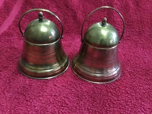 Two 1950’s Bell Shaped Tobacco Canister Brass And Tin. Lidded - Picture 1 of 8