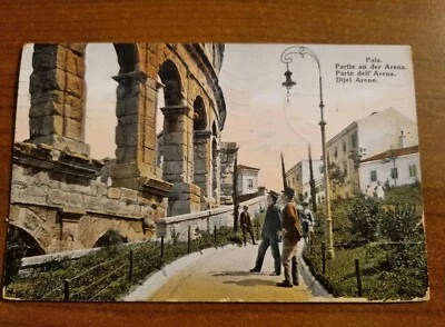 POLA PARTE DELL'ARENA ANIMATA VIAGGIATA 1910 RARA - Immagine 1 di 2