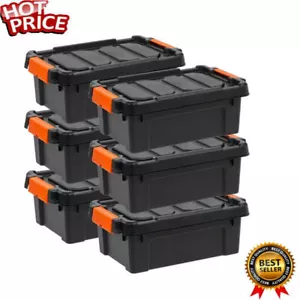 6 Stück 3 GAL Aufbewahrungsbox Tragetasche Behälter stapelbar robust Kunststoff schwarz - Bild 1 von 11