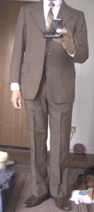 Vintage C 38 W32 L 29 Mohair Poly Wool Canda light brown 2 piece suit - Picture 1 of 13