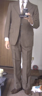 Vintage C 38 W32 L 29 Mohair Poly Wool Canda light brown 2 piece suit - Image 1 of 4