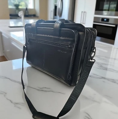Samsonite черный кожаный расширяемый портфель сумка для ноутбука с ремнем - Изображение 1 из 4