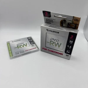 New Fujifilm DVD-RW ~ 30 Min 1.4GB 80mm Discs - Pack Of 3 + 1 - Sealed - Afbeelding 1 van 7