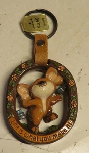 RARE Vintage Hallmark LIFE IS WHAT YOU MAKE IT Keychain Keyring LIVE IT UP NOS - Picture 1 of 13