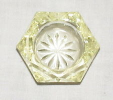 Open Glass Salt Cellar Light Yellow Six-sided 2 inch diameter