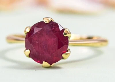 Anillo Rubí Natural Plata de Ley 925 Mujer Promesa Anillo Regalos Para Ella Solitario Foto 1 de 4