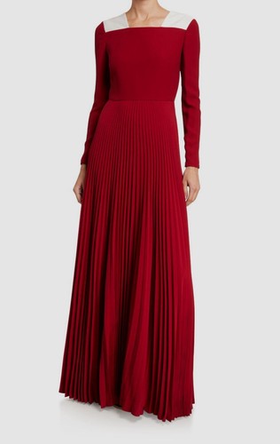 Abito in seta Valentino da donna rosso a pieghe $7200 IT44 US8