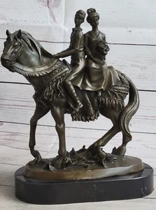 Graceful Union Elegant Bride and Groom on Horse Back Bronze Sculpture by Milo NR - Picture 1 of 10