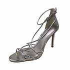 Gianni Bini Womens 8.5 M Silver Ankle Strap Sandals Stiletto High Heels Shoes
