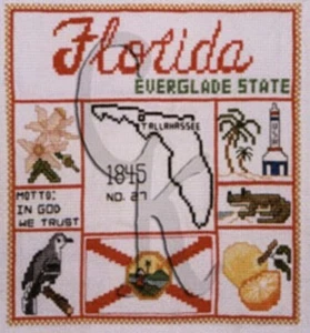 Florida Sampler Kreuzstichkarte 1983 Betty Shelton Creative Andenken - Bild 1 von 3