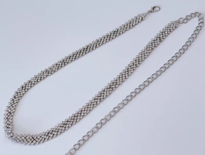 Women Metallic Crystal Shine Rhinstone Party Dress Dangle Slim Belt Tassel Chain - image 1 of 4