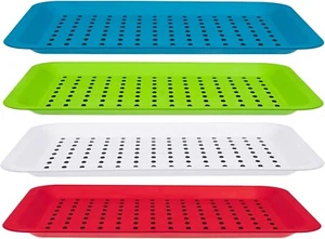 4x Anti-Slip Top and Bottom Plastic Serving Tray with Rubber Surface - 38 x 26cm - Picture 1 of 8