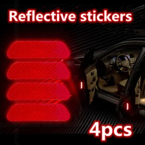 4x Red Reflective Strip Car Door Handle Safety Warning Tape Sticker Accessories - Picture 1 of 19