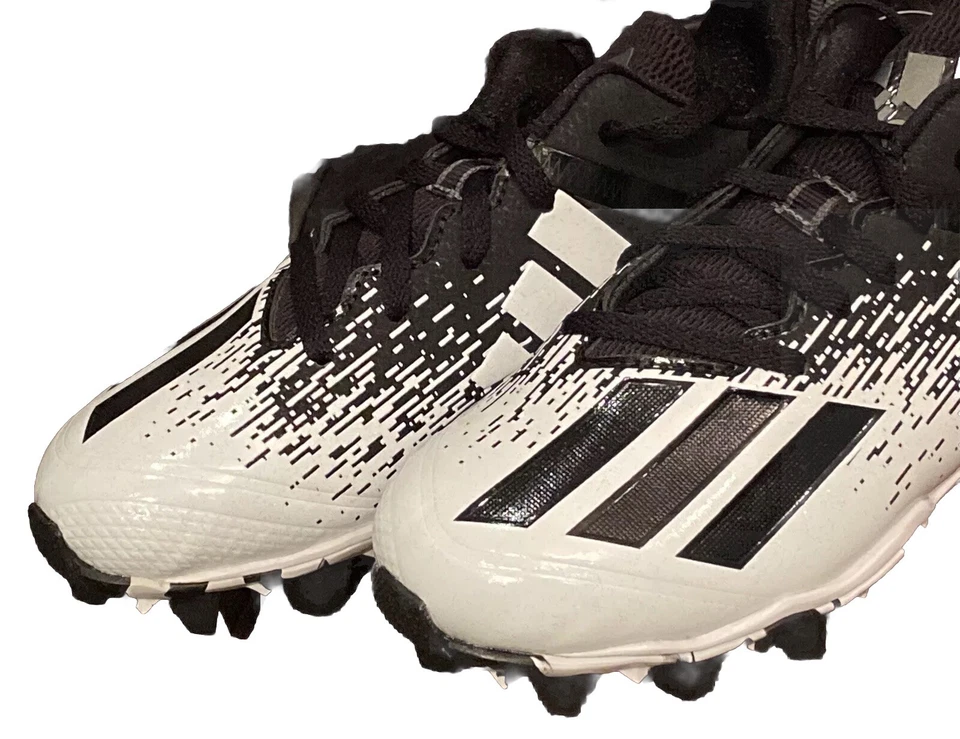 ADIDAS FOOTBALL CLEATS 3 LITTLE BOYS BLACK WHITE MOLDED KIDS YOUTH - Image 1 of 4