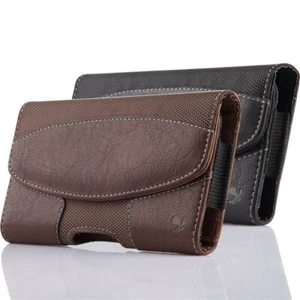 LUXMO Horizontal Leather Wallet Case Cell Phone Pouch Belt Clip Holster Cover AU - Picture 1 of 34