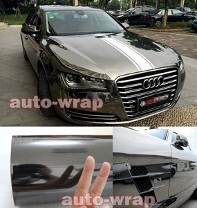 12"" x 60"" - Brillante Coche Espejo Plano Cromado Negro Vinilo Envolvente Hoja Pegatina CA - Imagen 1 de 6