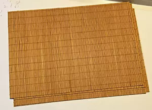 Vintage Set of 4 fine Bamboo Place Mats Light golden Brown 18-1/2" x 12-1/2" - Picture 1 of 3