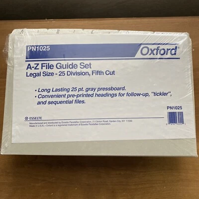 Pendaflex Recycled Top Tab File Guides Alpha 1/5 Tab Pressboard Legal 25/Set - Image 1 of 3