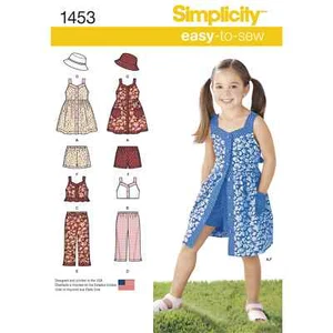 Simplicity Kinder Kleid, Oberteil, Hose oder Shorts und Mütze Schnittmuster S1453 - Bild 1 von 3