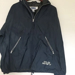Old Navy Blue Rain Jacket Size Small Windbreaker Pullover Hooded EUC - Picture 1 of 6