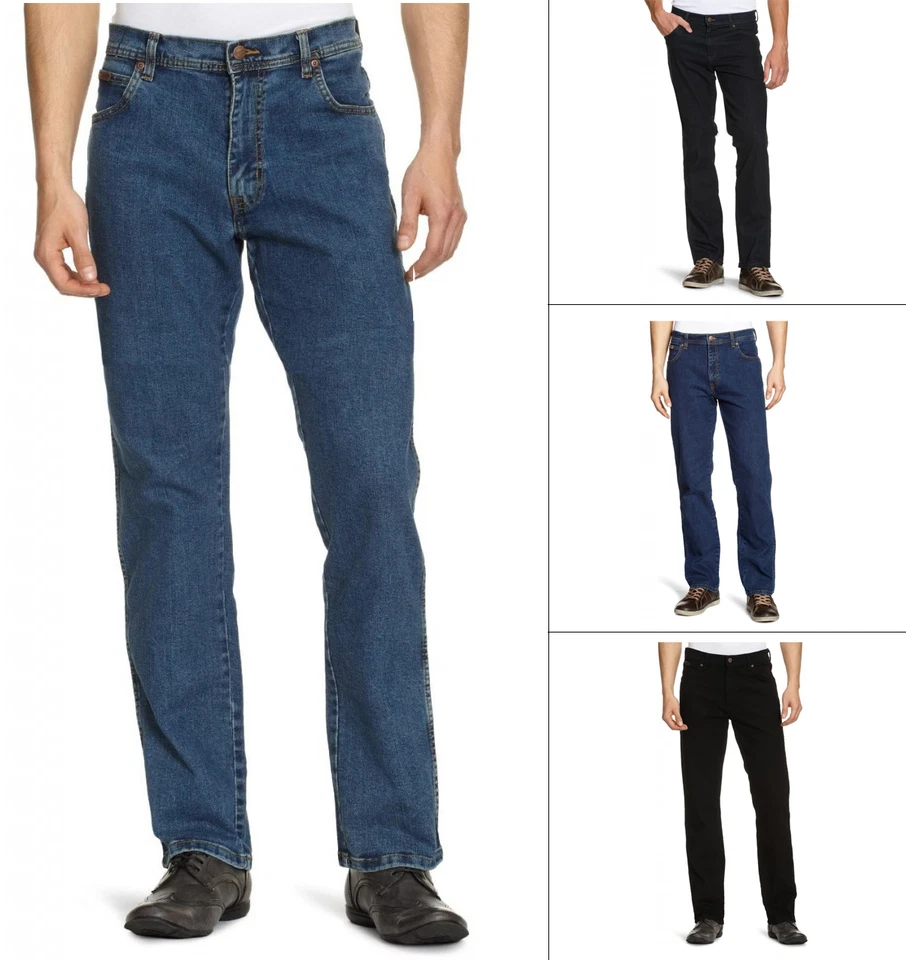 BIG SIZE - WRANGLER TEXAS Stretch Jeans Regular Mens Black Blue Denim Kingsize