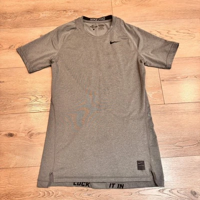 Nike Pro Dri-FIT Compression T-Shirt Mens Large L Top Gray Short Sleeve - Image 1 of 4