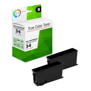 2Pk TCT V525W V725W HY For Dell Series 34 34BK Black Compatible Ink Cartridge - Picture 1 of 6