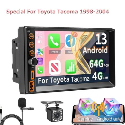 Radio estéreo GPS para automóvil 4+64 GB para Toyota Tacoma Carplay Android 13 1998-2004 Foto 1 de 4