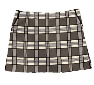 Golftini Women's Plaid Skort Size 14 Grey / Black / White With pockets - Picture 1 of 12