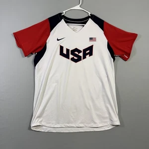USA Baseball Shirt Herren 2XL weiß rot blau Olympia Team Nike Dri Fit Polyester - Bild 1 von 9