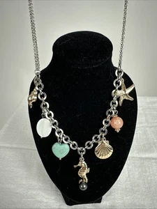 Vantel Pearls Fine Jewelry Waterfront Necklace With Black Pearl, Stones, Charms - Picture 1 of 8