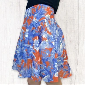 J. Crew Orange & Blue Floral Boho Flowy Yoke Waist Flared Mini Skirt Size 2 - Bild 1 von 11