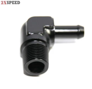 (one) 3/8NPT Male to 3/8" Hose Barb 90 Degree Aluminum Fitting Adapter Black - Bild 1 von 7