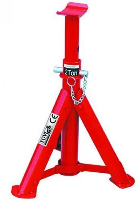 Hilka 82420040 2 Tonne Folding Axle Stand - Red, Set of 2
