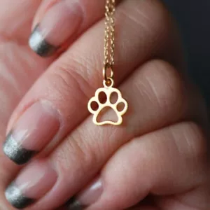 NEW Pet Hollow Paw Pendant Dog Cat Charm Gold Silver Necklace Chain Jewelry Gift - Picture 1 of 9