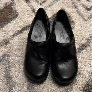 Dr. Scholl's Women Sz 9 1/2 Gel Pac Insoles Black Leather Slip On Shoes - Picture 1 of 11