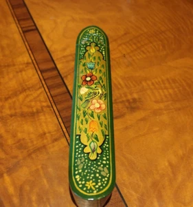 Antique Persian Qalamdan Lacquer Covered Paper Mache Hand Painted Scribe Box - Picture 1 of 10