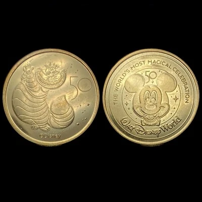Moneda medallón recuerdo 50 aniversario gato de Cheshire Walt Disney World 2021 Foto 1 de 2