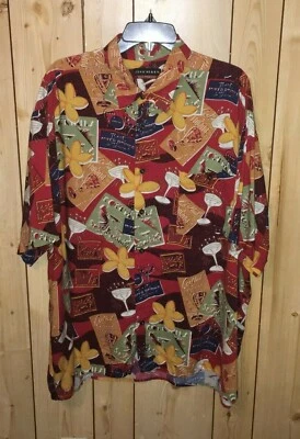 John Henry Viva Men's 2XL Colorful Tropical Shirt Hawaiian Aloha Mixed Drinks  - Image 1 of 4