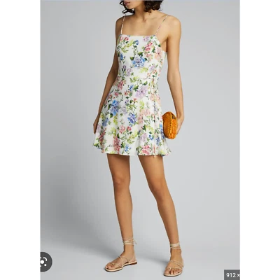 Alice & Olivia Trixie Mini Dress Ivory Gardenia Floral Sleeveless Sz 12 - Image 1 of 4
