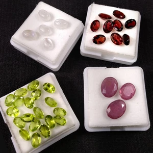 28 Ct+/33 Pc Multi Gemstones ~ Natural Moonstone Garnet Peridot Ruby for jewelry - Bild 1 von 2